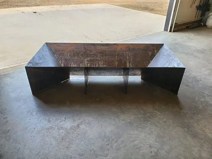 Faceted Corten steel fire pit